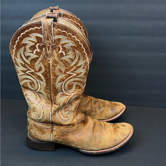 Ariat Boots Womens Size 8.5B Tan Western Boots with Intricate Stitching 10005961 - Picture 1 of 10